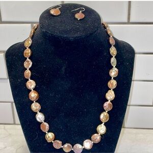 Genuine Coin Pearl Necklace Set